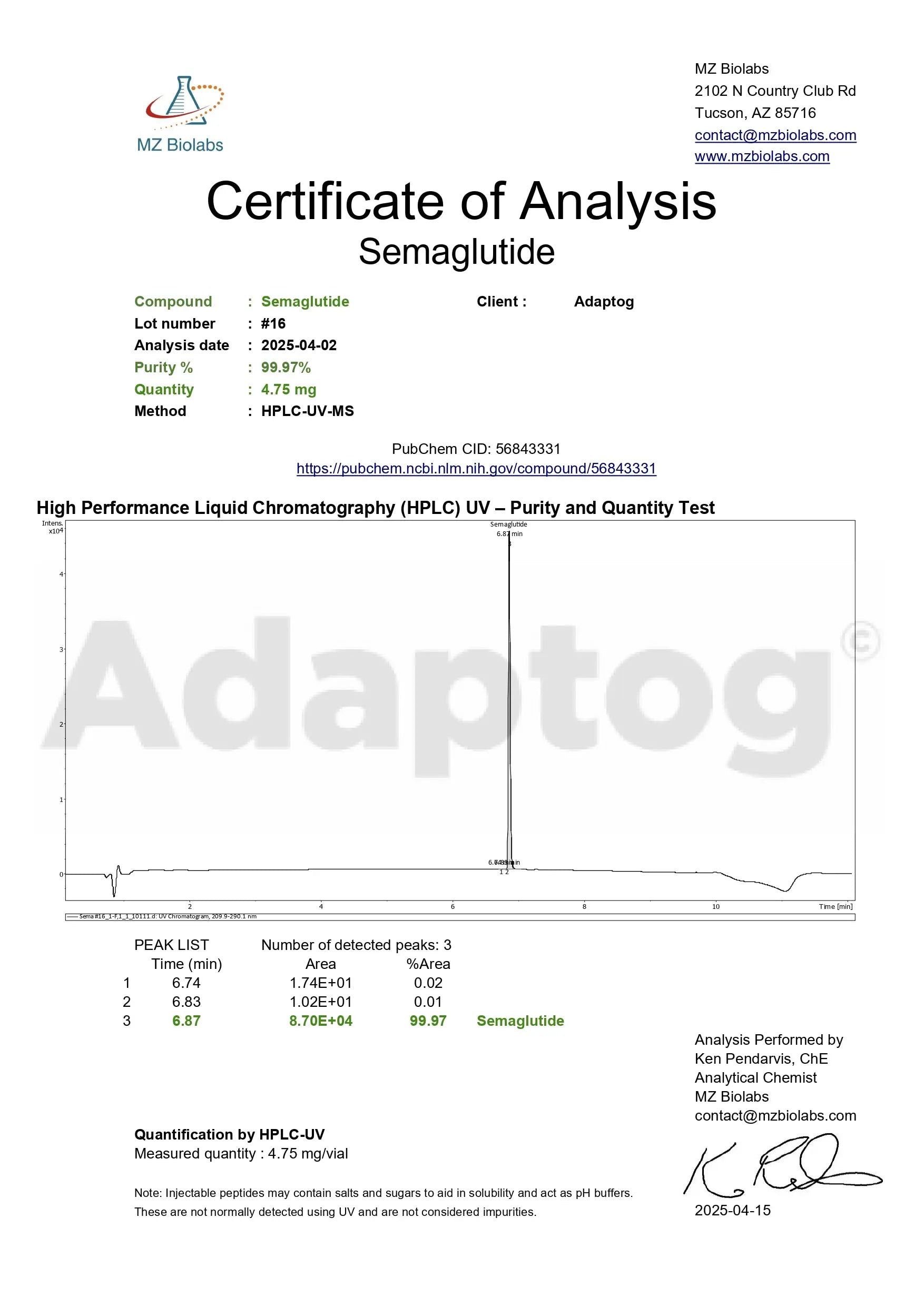 Semaglutide (Vial) - (5mg) Apex Receptor