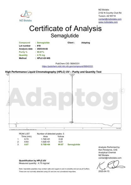 Semaglutide (Vial) - (5mg) Apex Receptor